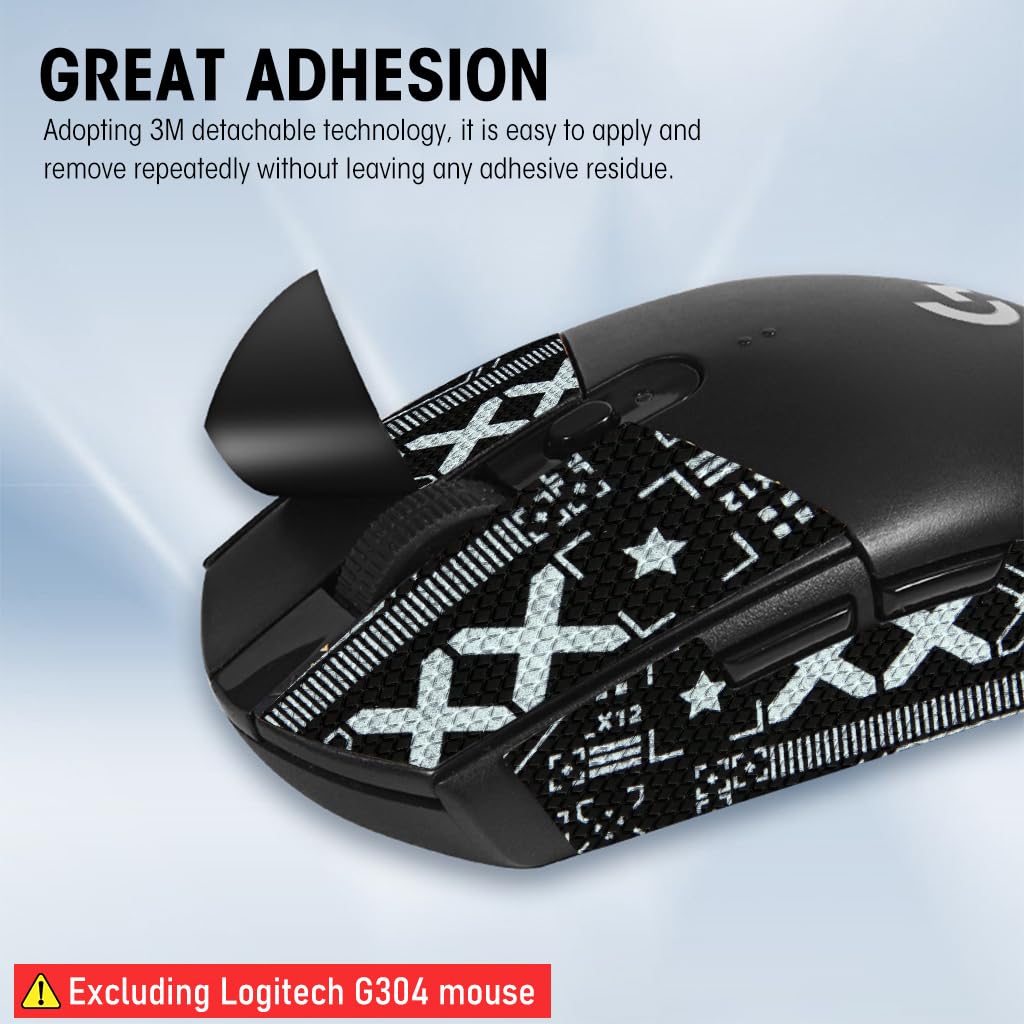 Verilux Mouse Grip Tape for Lo gitech G102/G304 Gaming Mouse Skin, Pre-Cutted Self-Adhesive Mouse Grip Tape Sweat-Proof Fashion Pattern Mouse Grip Tape (Mouse is NOT Included)