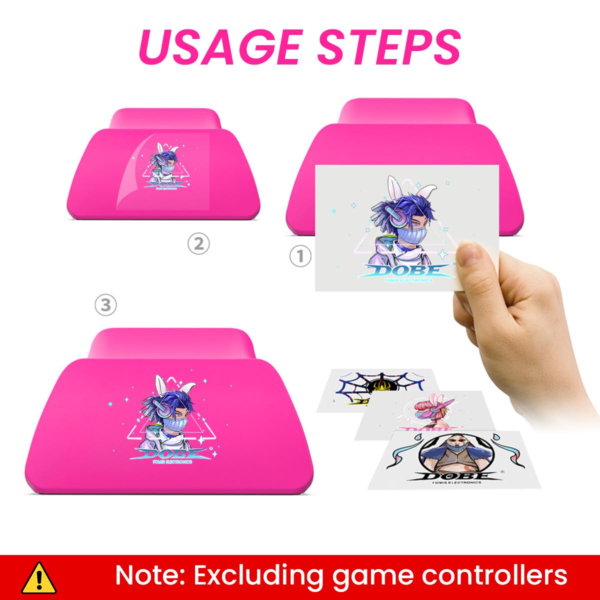 ZORBES Pink Controller Display Stand Anti-Slip ABS Controller Holder for PS5 Desk PS5 Controller Holder with Decorative Cartoon Sticker PS5 Accessory
