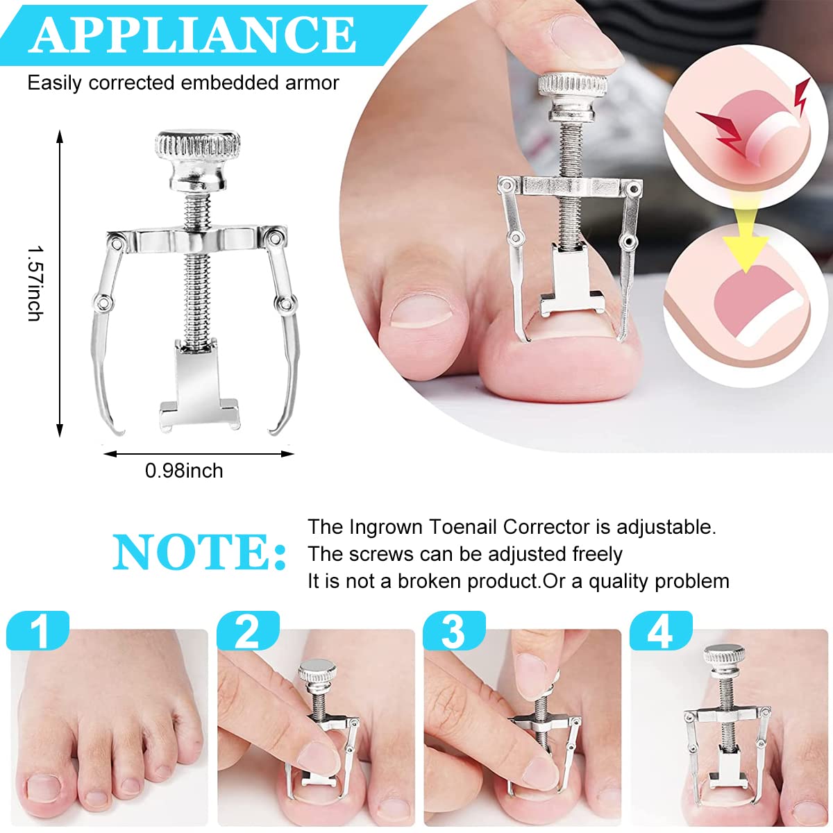 MAYCREATE 7 Pcs Clippers Set, Staineless Steel Ingrown Toenail Tool Kit, Nail Cutter, Nailcutter, Professional Toe Nail Nippers Set for Ingrown & Thick Nail, Manicure Pedicure