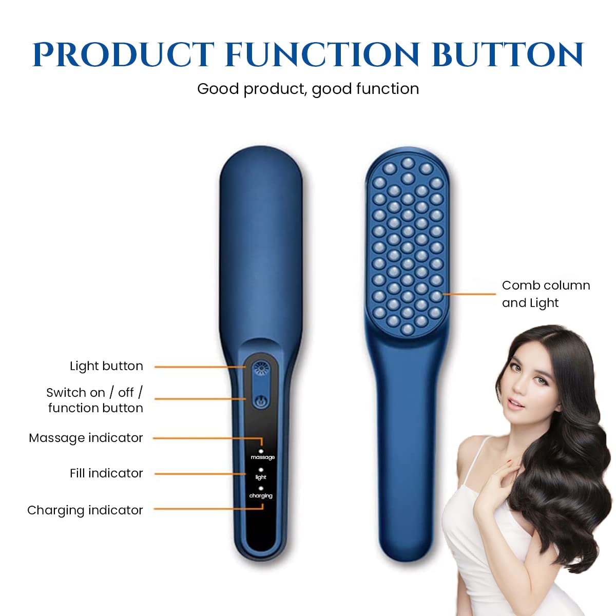 MAYCREATE Phototherapy Head Massager Brush, Stimulate Hair Growth Red/Blue Light Hair Brush Massager Scalp Massage Reduce Hair Loss Relieve Headache Dizziness Scalp Hair Care