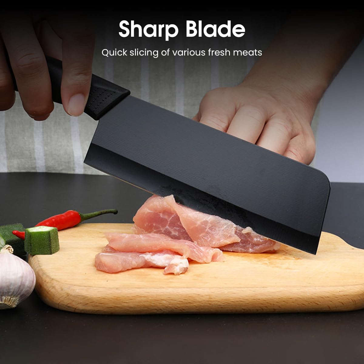 Supvox 3 Pieces Kitchen Knife Set with Sheaths, Professional Stainless Steel Chef Knife Set, Ultra Sharp Knives for Kitchen with Ergonomic Handle (Black)