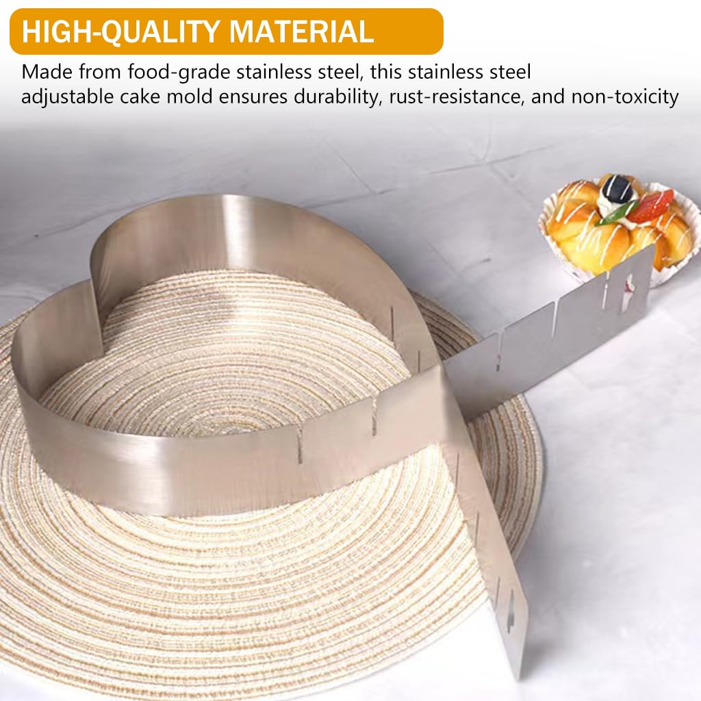 HASTHIP Heart Cookie Cutter, Stainless Steel Adjustable Cake Mold, Heart Shaped Mousse Ring for Baking, Different Size Cake Mould DIY Kitchen Tools