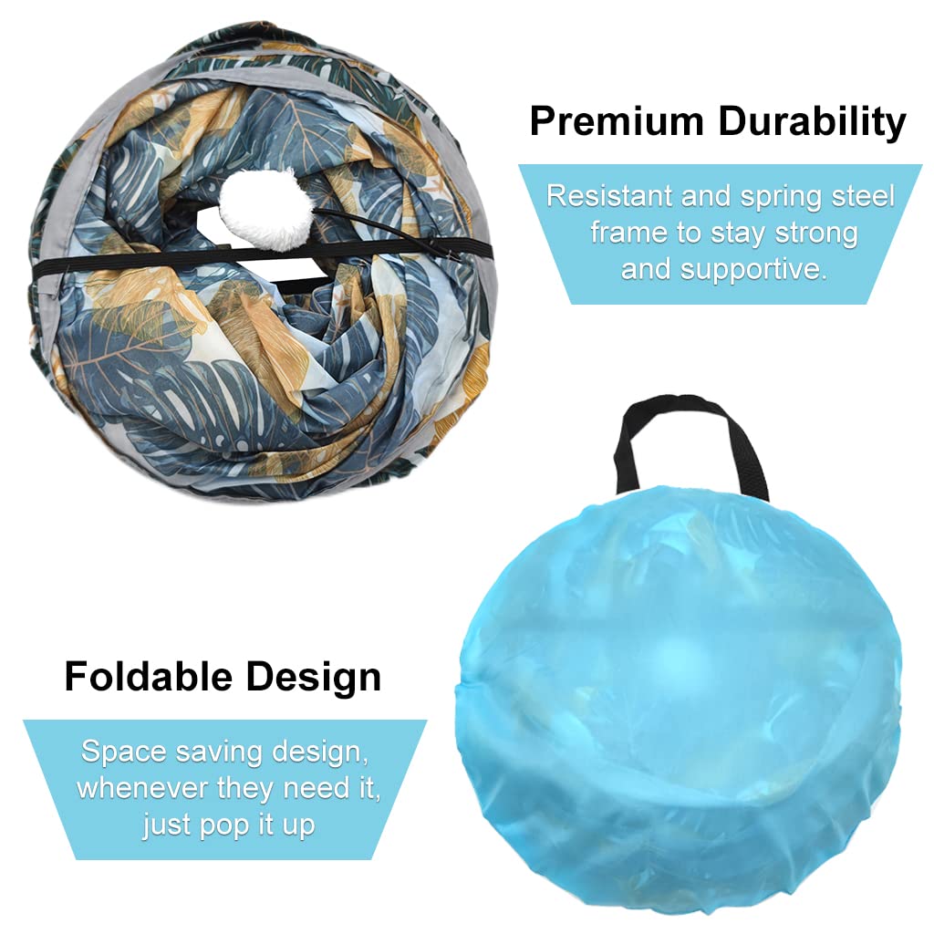 Qpets 4 Way Cat Tunnel Cat Toys Pet Tube Collapsible Play Toy Indoor Outdoor Kitty Puppy Toys for Puzzle Exercising Hiding Training Toys