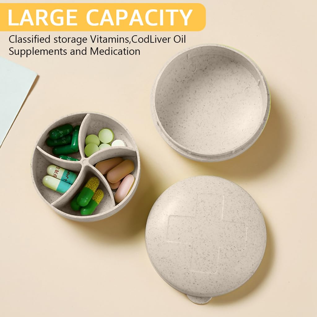 HANNEA 2Pcs Travel Medicine Box with Lid Pill Box 5-Compartments Daily Pill Box Food Grade Plastic Pill Box Portable Pill Box Daily Pill Box for Vitamins, Cod Liver, Fish Oil, Medicine