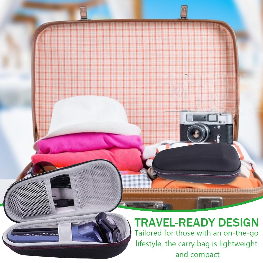 HANNEA Carry Case Bag for Philips Norelco Shaver EVA Hard Shell Waterproof Travel Storage Case for Philips Norelco Shaver Zip-up Travel Storage Case Electric Razor Accessories Bag