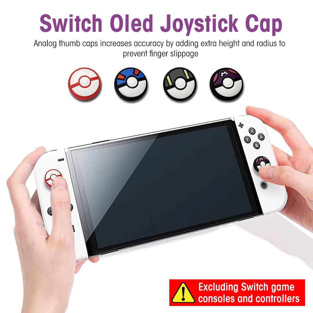 ZORBES 4pcs Silicone Joycon Thumb Grip Caps Creative Ball Design Joy-Con Thumb Grip Cap Silicone Joy-Con Thumb Grip Cap, Suitable Controllers of Switch/OLED/Switch Lite