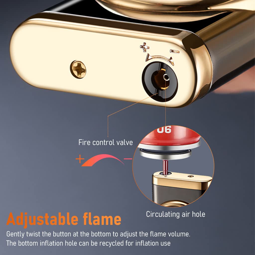 GUSTAVE Cigarette Lighter with Lighted Electric Watch, Refillable Butane Lighter Cigar Lighter, Windproof Portable Candle Lighter for Grills BBQ Fireplaces Camping (Without Gas)