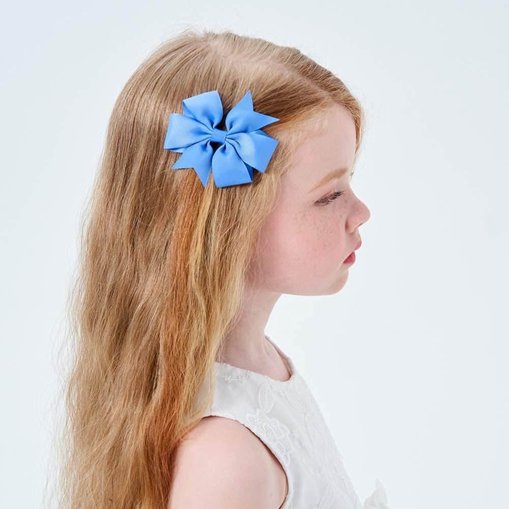 SNOWIE SOFT 20 Pcs Hair Bows for Kids Girls 3 Inch Grosgrain Ribbon Baby Girls Bow Hair Clips Alligator Hair Barrettes Hair Accessories for Infants Toddlers Kids Teens