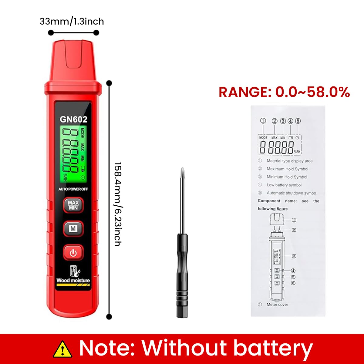 Serplex Wood Moisture Meter Pin-Type Moisture Meter 0-58% Precision LCD Backlit Digital Multifunctional Wood Moisture Meter with 7 Calibration Modes for Wood, Firewood, Lumber, Bricks, Floors, Walls