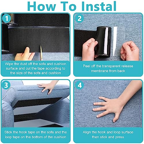HASTHIP Double-Sided Adhesive, Extra Strong Self-Adhesive Hook and Loop Tape Roll Sticky Back Strip with Strong Adhesive Tape Strip Fastener for Sewing, School, Office, Home, 3.9In x 16.4Ft