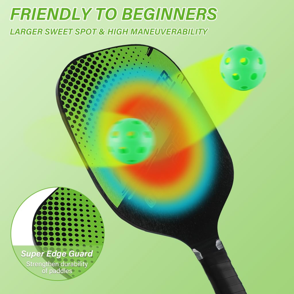 Proberos Pickleball Paddles Kit with 4 Balls Pickleball Game Set for Kids Adults Outdoor Family Game Kit Gift for Kids