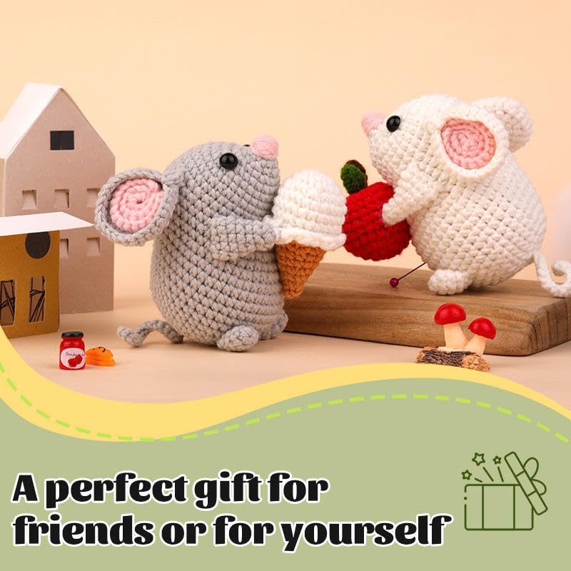 PATPAT Beginners Crochet Kit, Amigurumi Crocheting Animals Kits w Step-by-Step Video Tutorials, Crochet Starter Kit Knitting Starter Pack for Adults Beginners