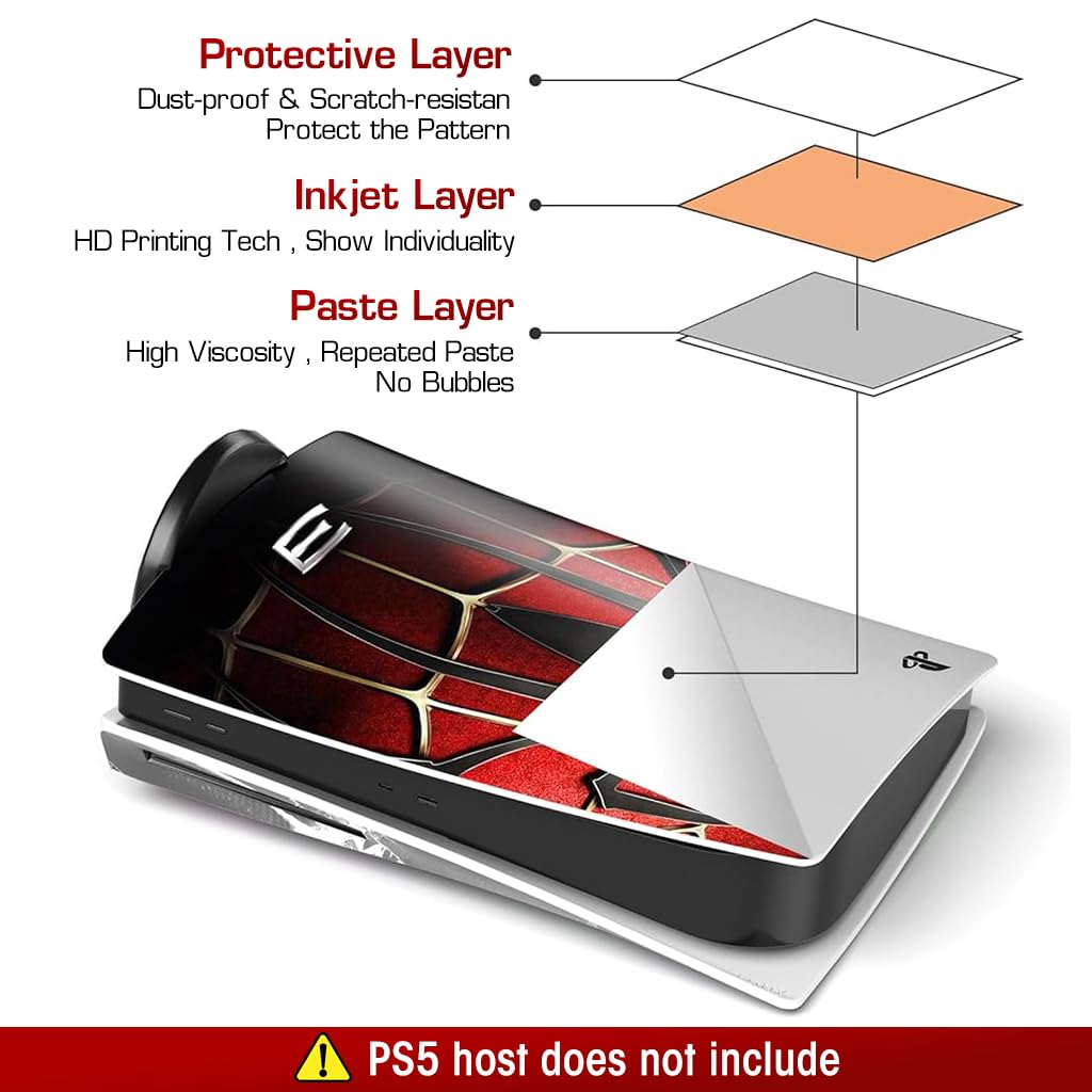 ZORBES Skin Cover Sticker for PS5 Disc Edition Game Console and Controller Spiderman Themed Skin Cover Vinyl Sticker Creative Anti-Scratch Sticker for PS5 Disc Edition Game Console and Controller
