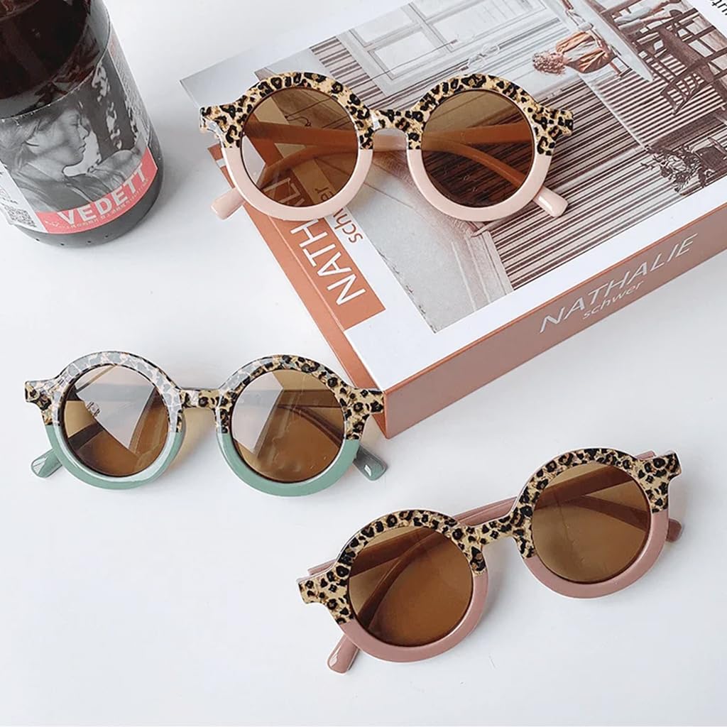 SNOWIE SOFT 3Pcs Kids Sunglasses Leopard Print Fashion Girls Sun Protection Eyewear UV Protection Funny Party Sunglasses Beach Sunglasses