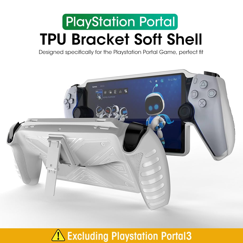 ZORBES Protective Case Cover for Playstation Portal Game, TPU Protective Skin Cover for Playstation Game Console with Kickstand, Anti-Scratch Protective Cover for Playstation Portal Game Machine Protector