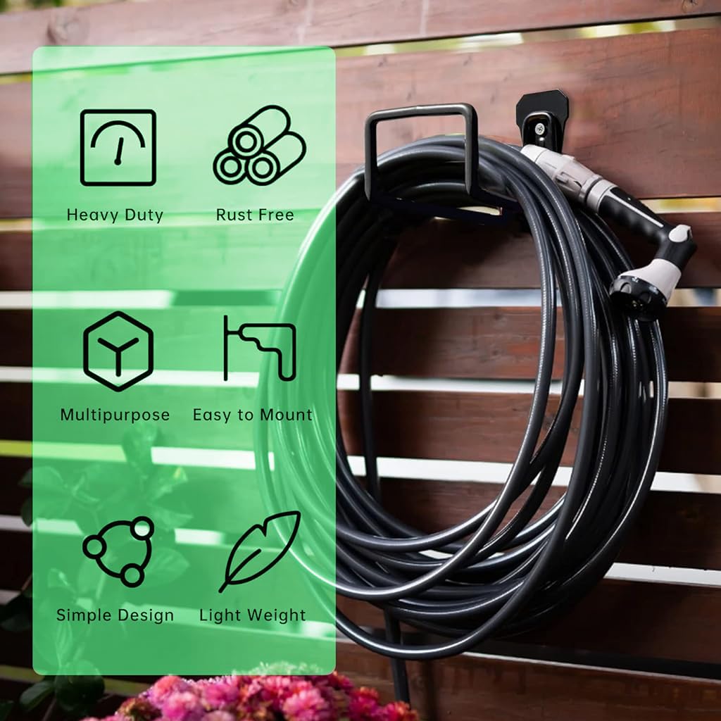 HASTHIP Hose Reel for Garden Hose, Wires, Labor Saving Wall Mounted Hose Reel Hose Holder, Heavy Duty Hose Rack Outdoor Hose Organizer for Garden, Yard, Lawn, Maximum Length 30m