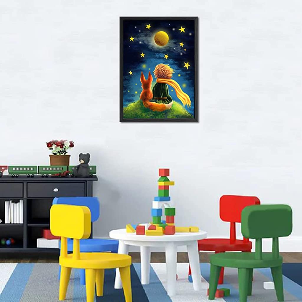HASTHIP Diamond Painting Kit, 12x16inch The Little Prince and Wolf 5D Diamond Painting Kit for Adults & Kids, Very Suitable for Home Leisure and Wall Decoration, Gift for Kids and Adults