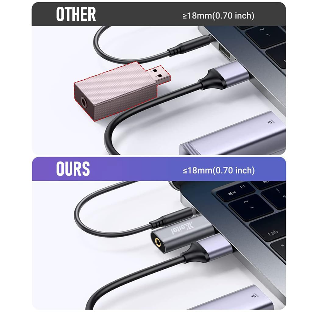 Verilux USB Sound Card USB to 3.5mm Jack Audio Adapter USB External Stereo Sound Adapter Converter for Laptop, PC, Compatible with PS5, PS4 Plug & Play No Driver Need