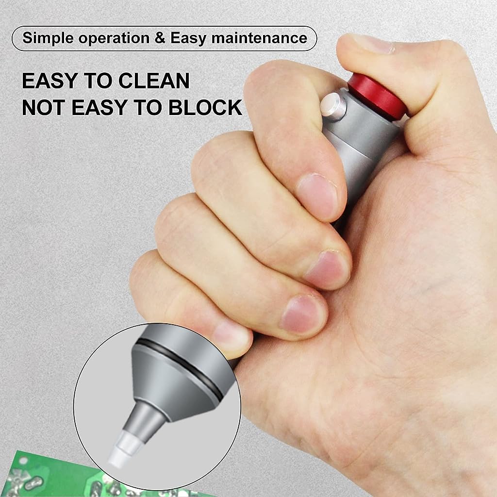 Serplex Solder Sucker No Clog Aluminum Desoldering Pump, Soldering Tools with Powerful Vacuum Suction for Removal & Repair, Heat Resistant Silicone Suction Nozzle, Replacement Silicone Tube included