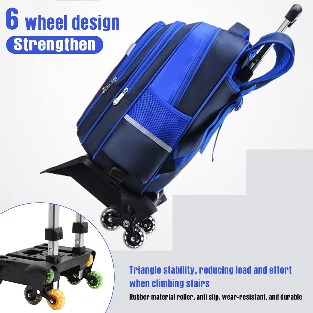 PALAY School Backpack for Boys Girls Travel Backpack on Wheel Boys School Backpack with 6 Wheel, Detachable Wheel Stand with Puller New School Bag for Primary Gift School Backpack