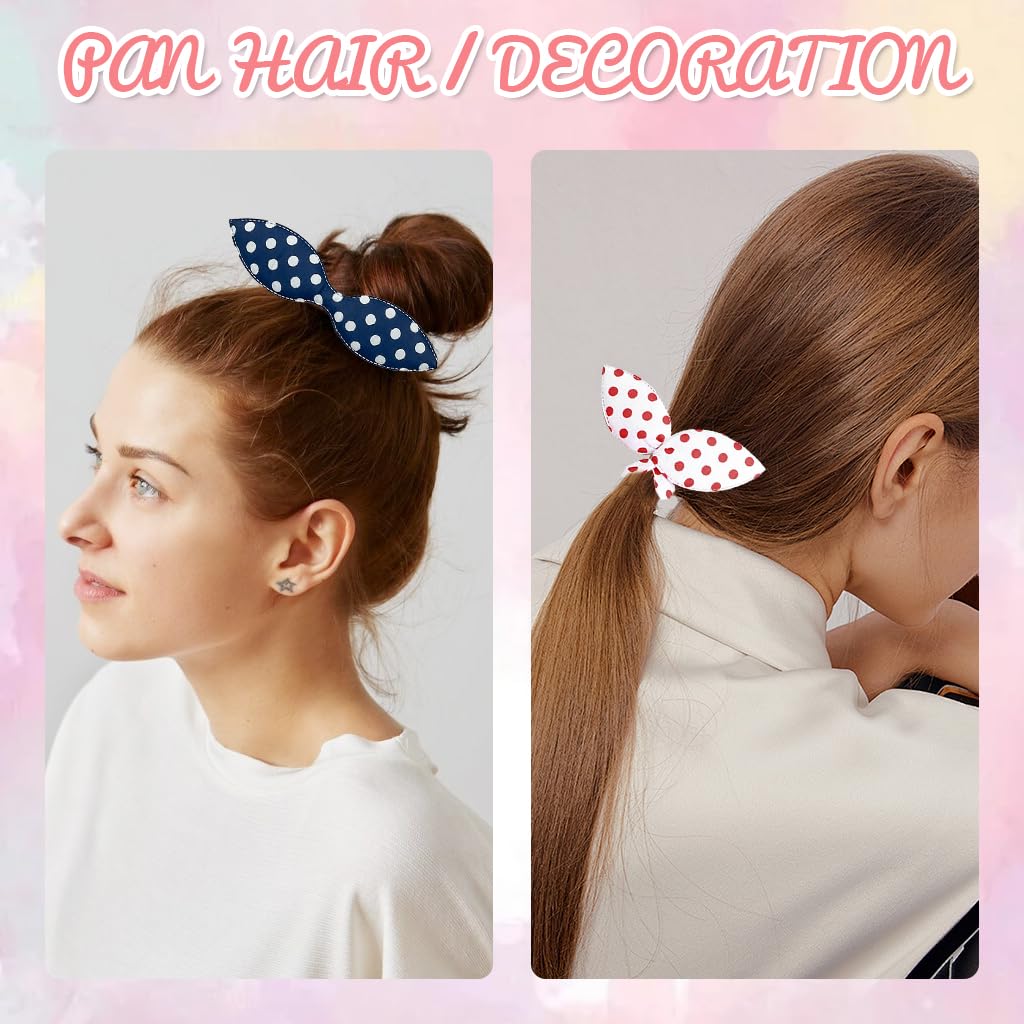 PALAY 5Pcs Hair Bun Accessories for Women Girls Magic Bun Maker for Hair Elegant Rabbit Ear Hair Buns French Hairstyle Polka Dot Print Hair Bun Clips for Daily, Party, Wedding