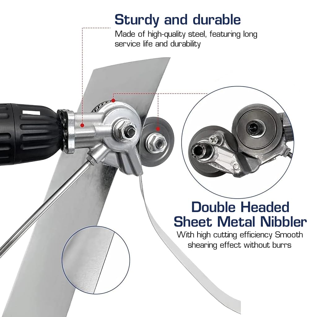 Serplex Electric Drill Shear Attachment Cutter, Electric Drill Plate Cutter Metal Nibbler Drill Attachment with adapter, Drill Machine Attachment Tools For Cutting Iron, White Sheet, Steel, Copper