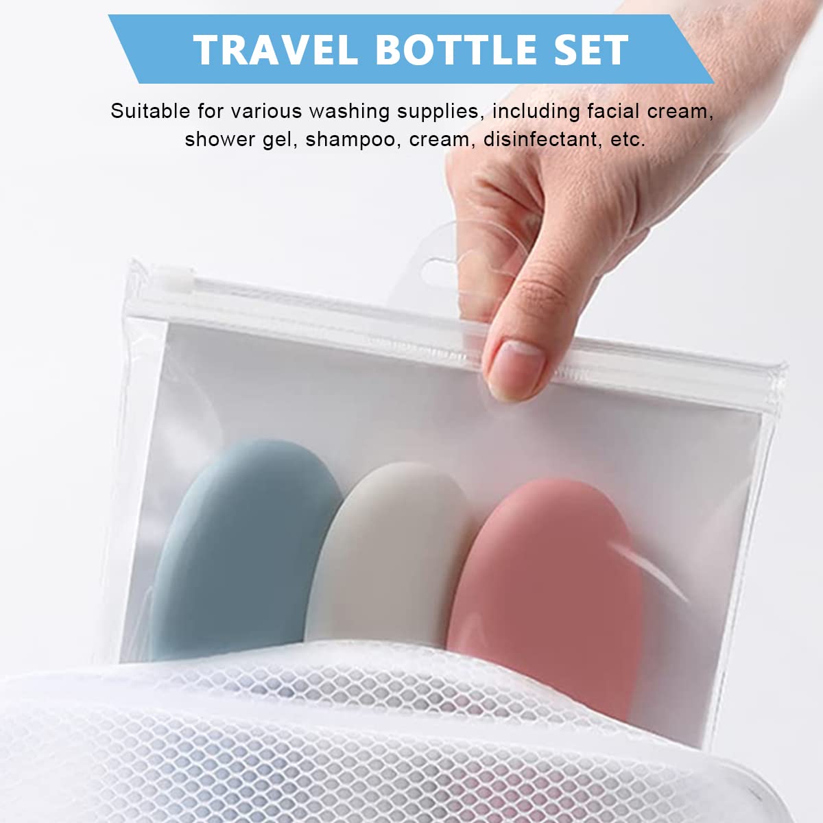MAYCREATE 3pcs Travel Bottles for Toiletries, 60ML Refillable Plastic Containers with Lid Small Leak Proof Empty Squeeze Bottles Kit for Toiletries, Cream, Gel, Shampoo, Lotion Dispenser