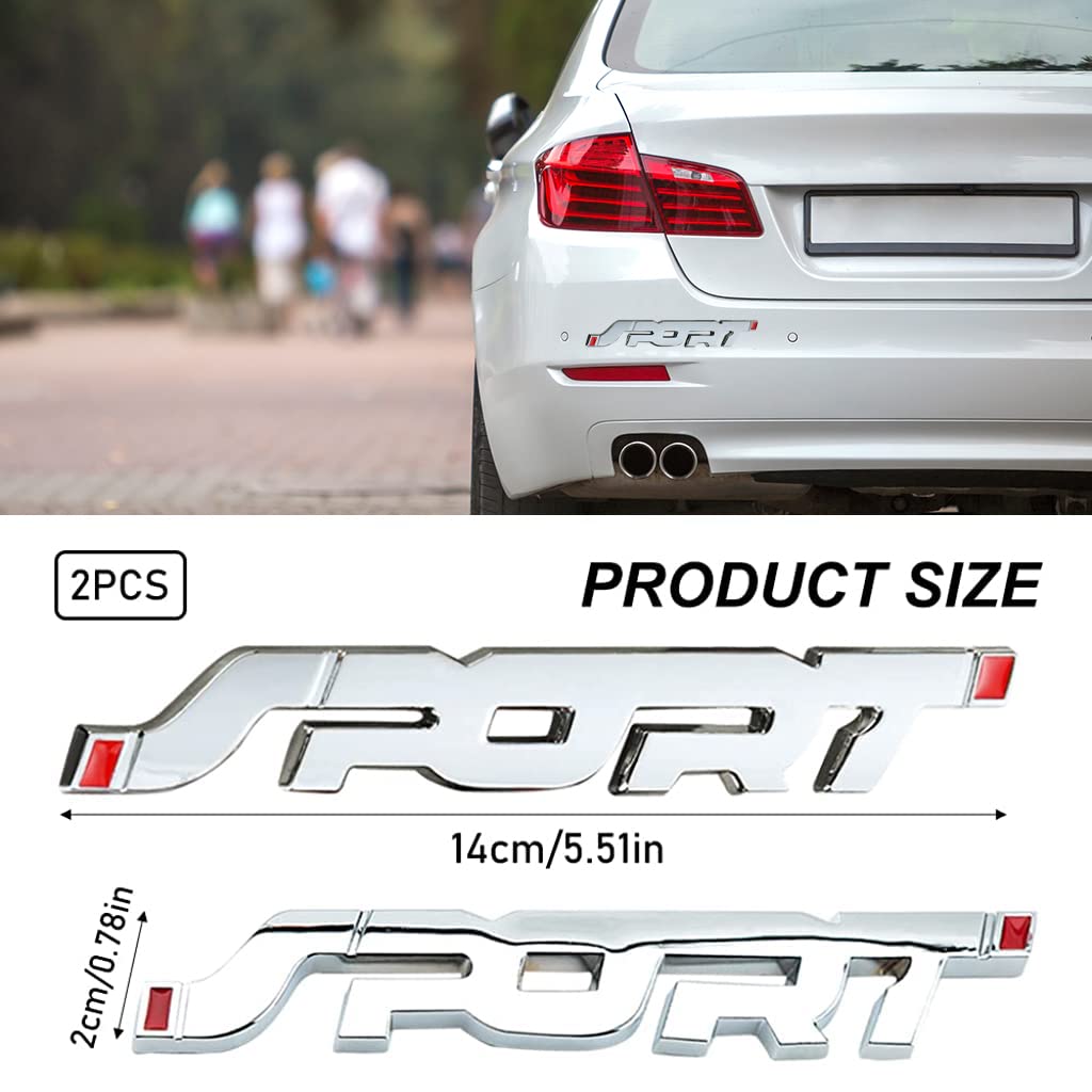 STHIRA 2pcs 3D Car Sticker Metal Car Sticker Sport Logo Metal Sticker for Car, Modification Car Waterproof Sticker Car Decor Sticker for Car Door, Door Handle, Car Tail, Silver