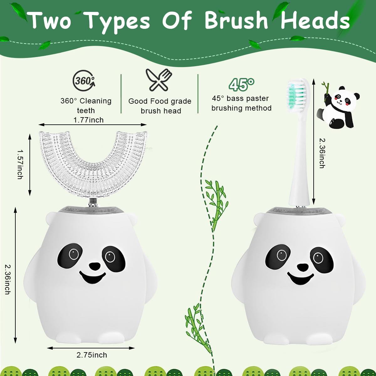 HANNEA Toothbrush For Kids, Electric U Shaped Ultrasonic Brush Tooth, Chargeable automatic Tooth Brush IPX7 Waterproof USB Rechargeable Toothbrush With 3 Cleaning Modes (Age 3+)