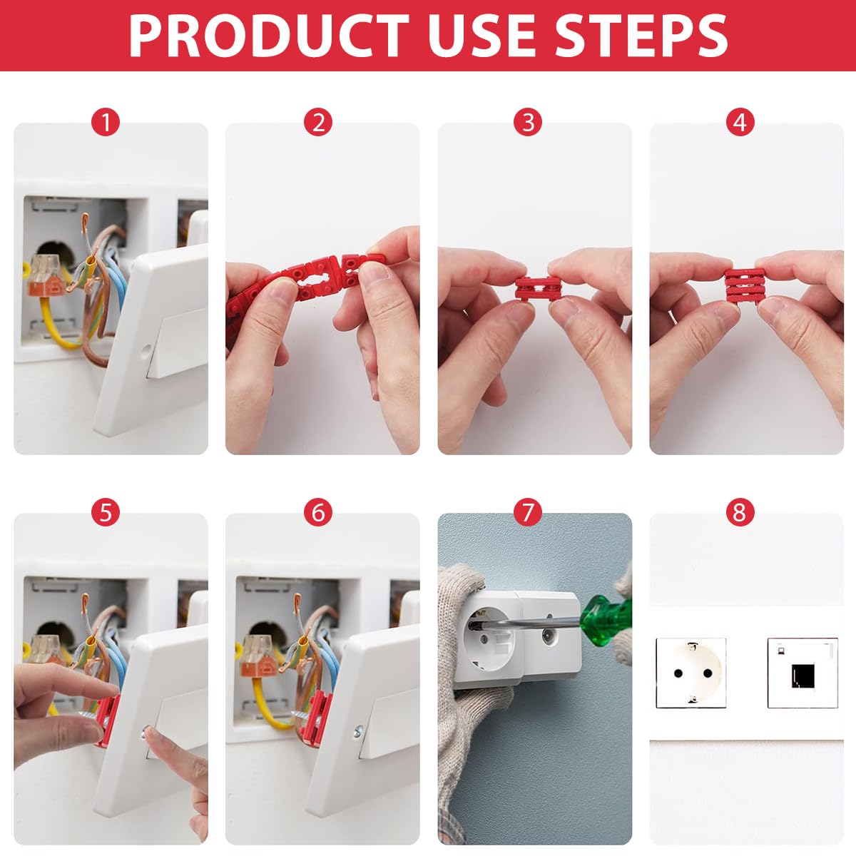 Serplex 48Pcs Outlet Spacers for Electrical Box, Switch and Receptacle Spacer, Electric Switch and Receptacle Spacers Socket Outlet Shims Extender Kit for Tile Backsplash Loose Outlet Plug Fix