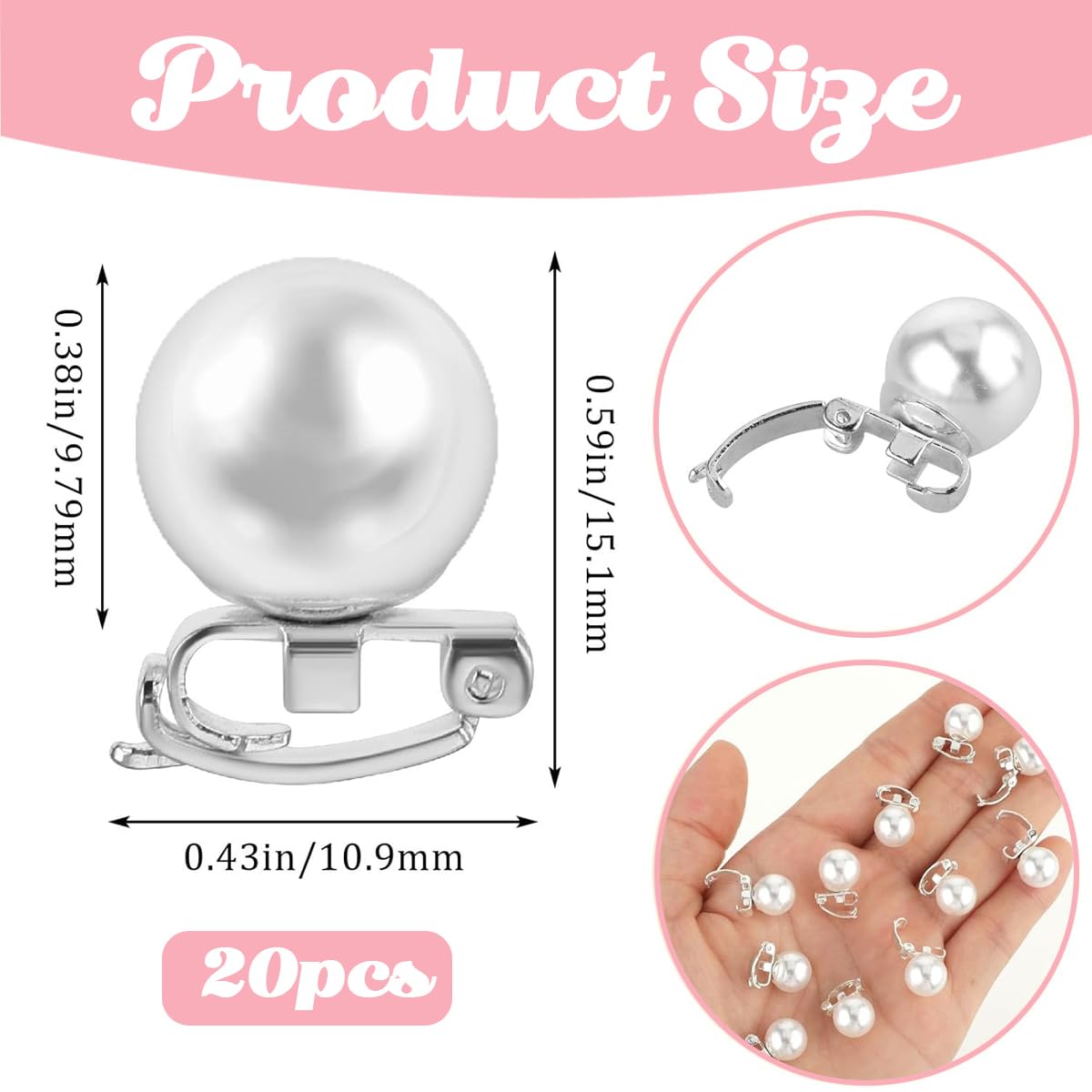 PALAY 20Pcs Mini Pearl Hair Clips for Women Girls, 0.38in White Faux Pearl Hair Barrettes Cute Bridal Hair Accessories Brides Hair Decorations for Daily Use, Party, Wedding