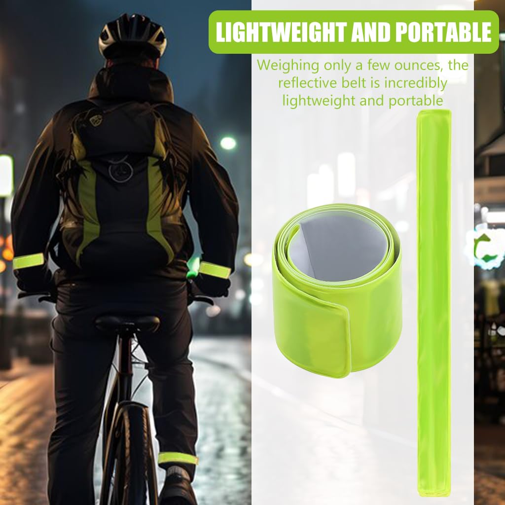 Proberos 15.7 inches Night Reflective Belts Flexible Safety Belt for Riding Warning Belt Bicycle Modification Reflective Belt Snap-and-Secure Reflective Belt for Night Running, Riding, Hiking, 6Pcs