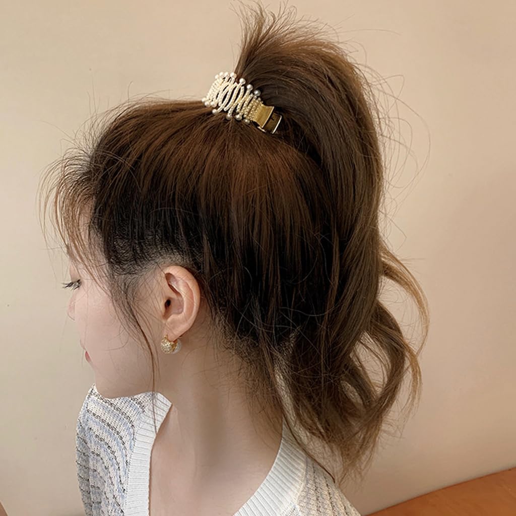 PALAY 3pcs Ponytail Holder Hair Claw Clips for Women, Metal Ponytail Hair Clip, Rhinestone Claw Clips Aesthetic 1.77Inch Small Hair Clips for High Ponytail Thick Long Hair (Gold)