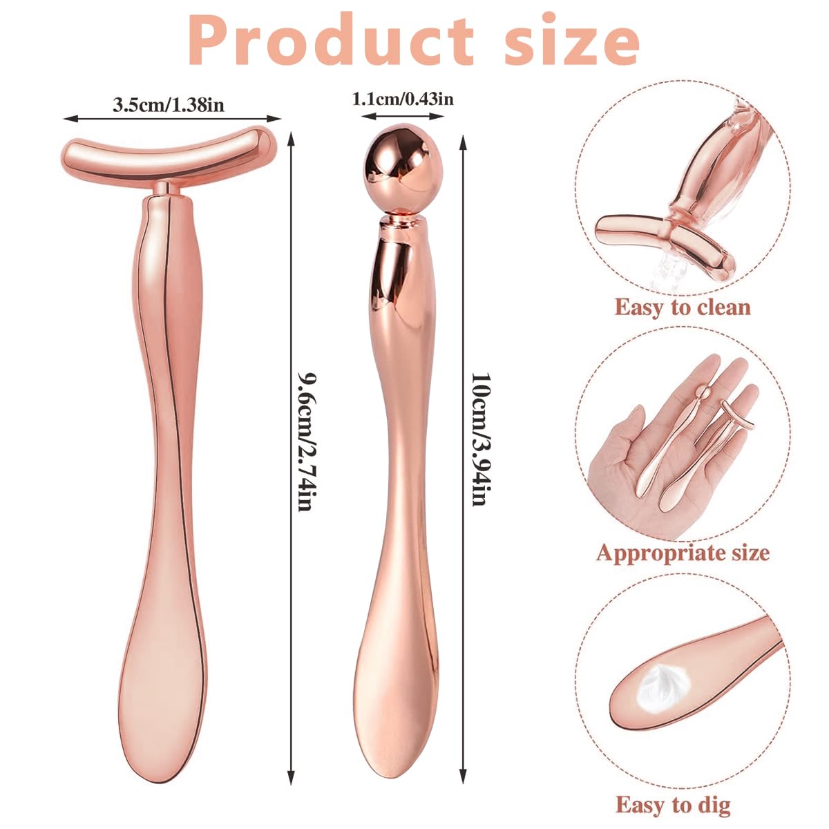 MAYCREATE Set of 2 Eye Cream Applicator Eye Roller Metal Eye Rollers Stick Facial Massage Roller Set Smooth Wrinkle Lifting Eye Corners Relieve Puffiness Eye Care Tool Beauty Tool Gift for Women