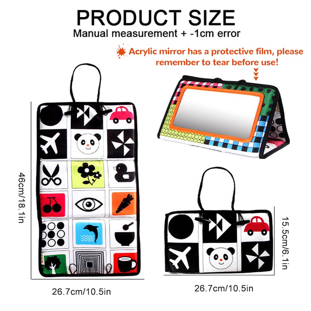 SNOWIE SOFT Baby Mirror Toys Educational Toys For Babies Infant Car Seat Toy Tummy Time Toys For Infant Toddler Baby Car Seat Hanging Mirror Toy Foldable Mirror,Black