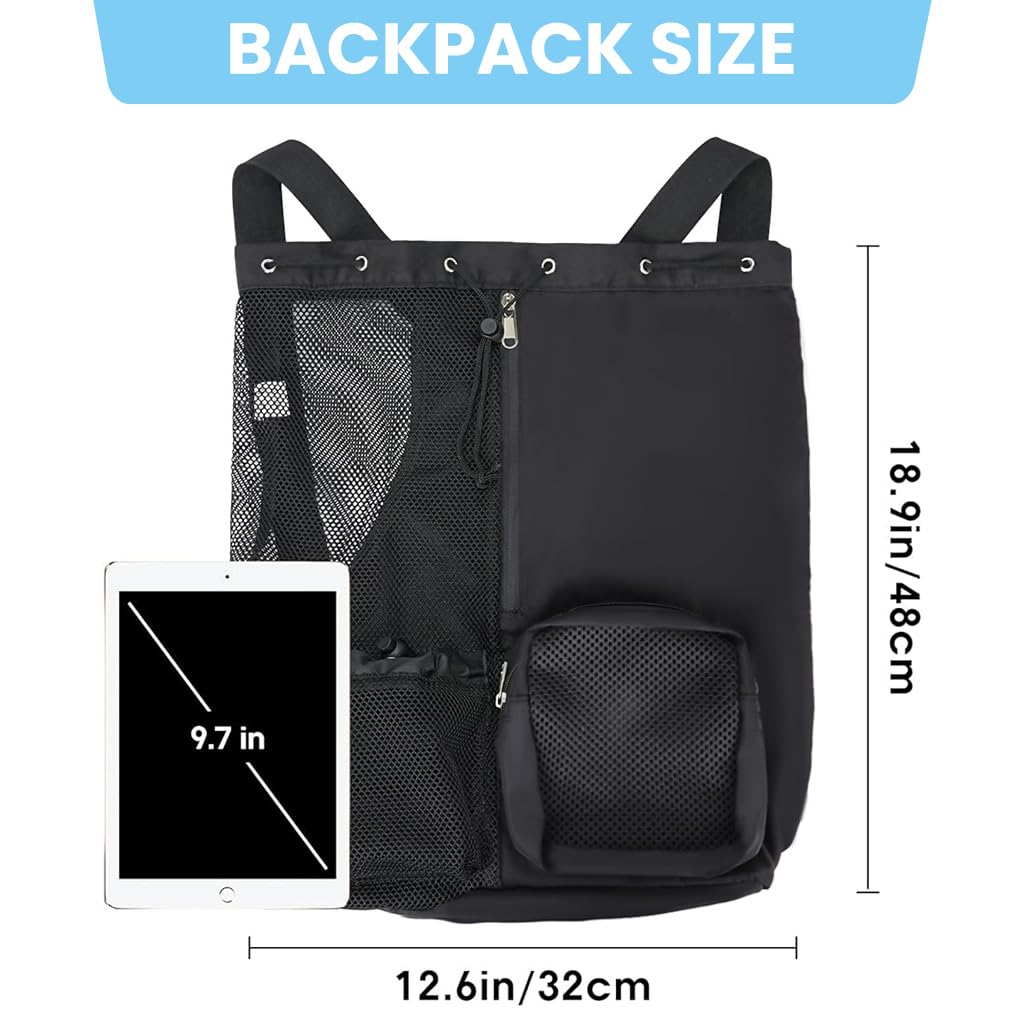 Proberos Drawstring Bag for Teens Men Women Gym Sports with Multi Pocket, Large Capacity Waterproof Drawstring Backpack for Swimming Hiking Outdoor Sports