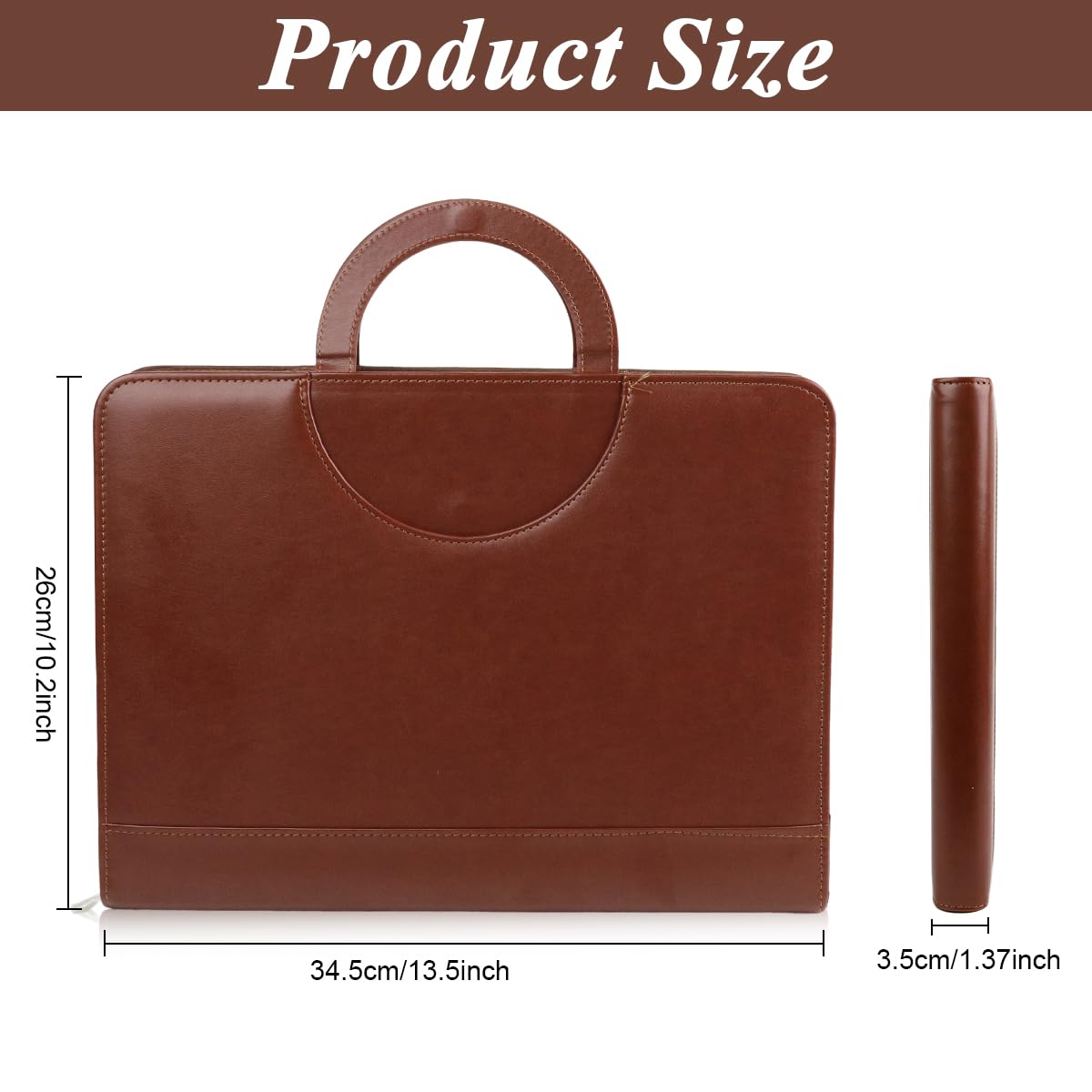 Climberty A4 PU Leather Portfolio Binder Handbag - Waterproof Portfolio Binder with Multi Card Holder Clipboard & Zipper, Stylish Business Travel Document Organizer, 24x34 cm