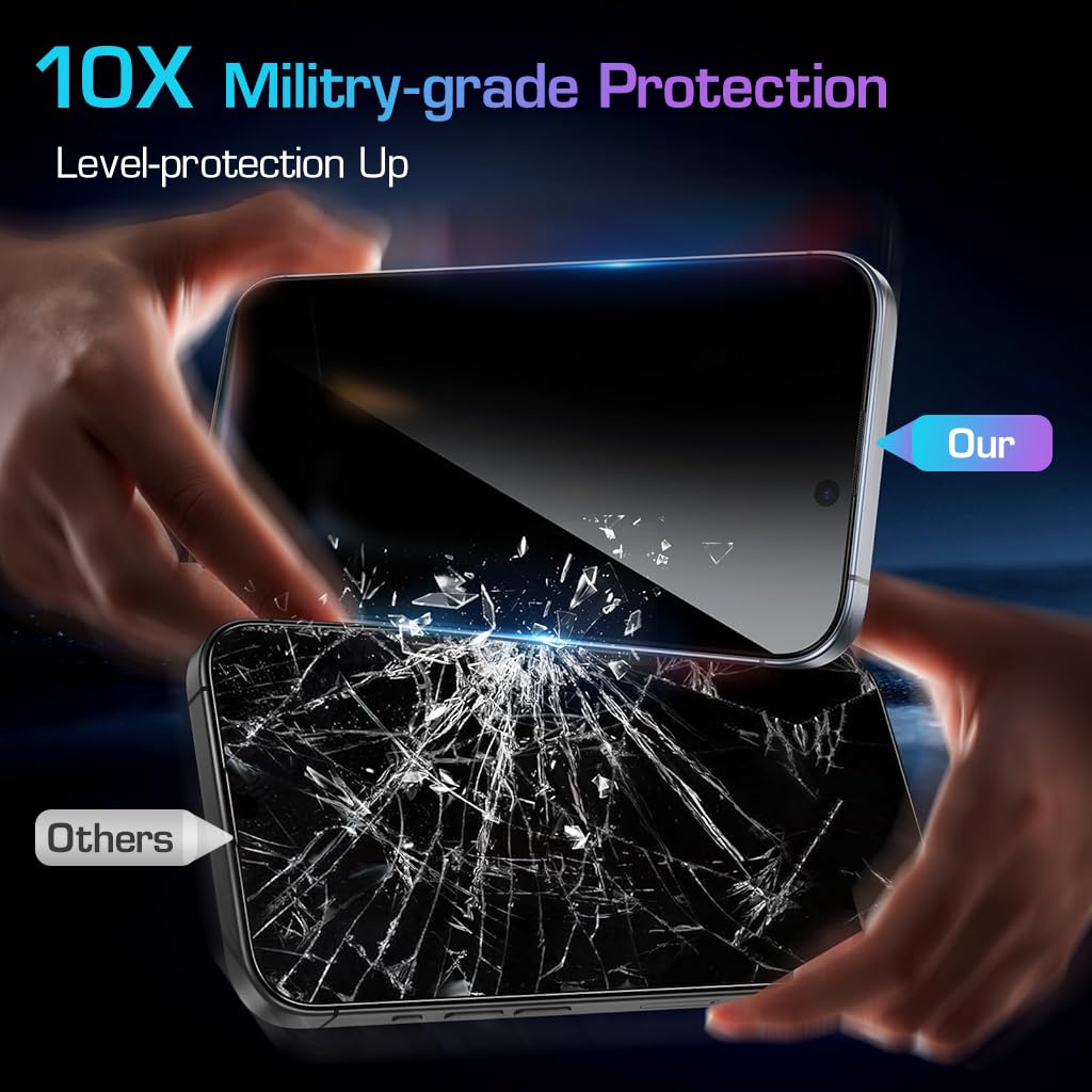 ZORBES 2pcs HD Privacy Screen Protector for i Phone 16 Pro Max 6.9'' HD Tempered Glass Screen Protector with Installation Assistant Anti-glare Screen Protector for i Phone 16 Pro Max