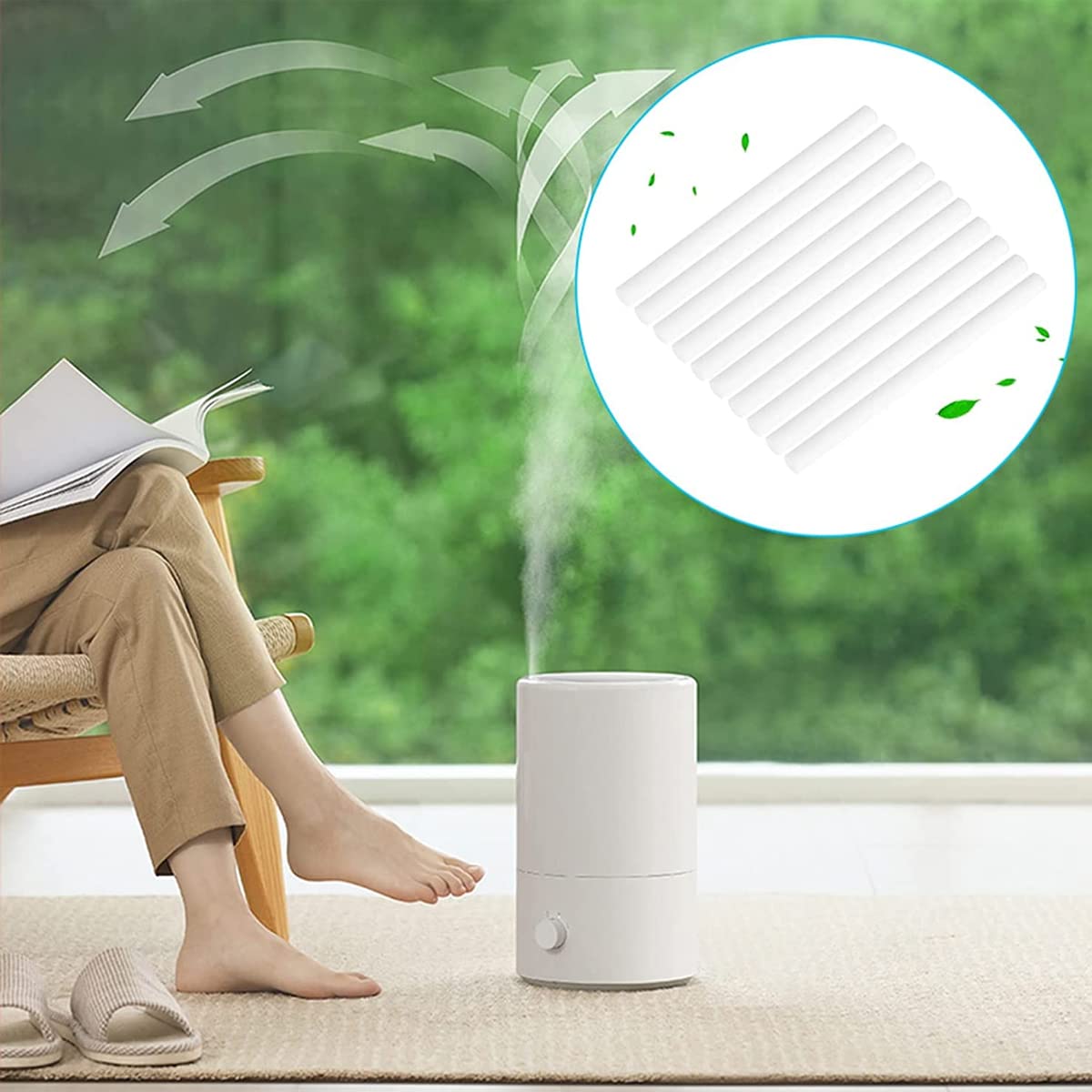 Supvox Cotton Swabs for Humidifiers, 15pcs Humidifier Cotton Stick Water Absorbent Cotton Bar, Universal 3.93'' Cotton Stick for Most Humidifiers