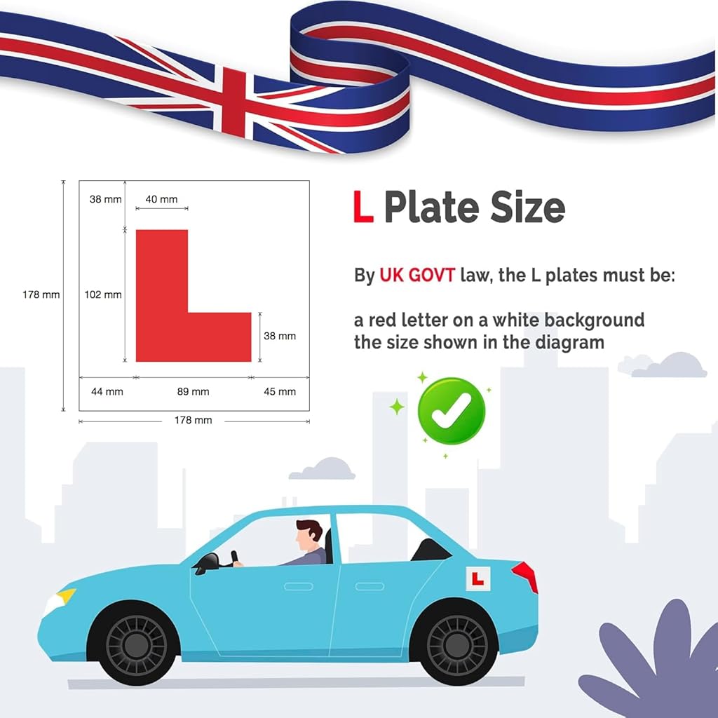 STHIRA® 6PCS Magnetic Learning Sticker for Car 7 Inch Reflective L Board for Driver Vehicle Safety Night Safe Learner Easy Reusable Practice Test