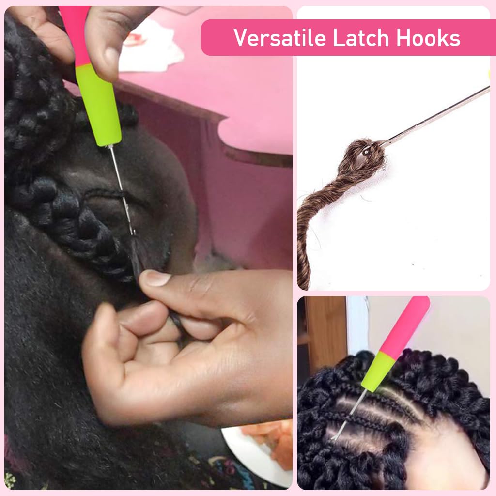 HASTHIP 2Pcs Dreadlock Crochet Hooks Latch Hook Crochet 0.2in / 0.15in Dreadlock Crochet Hooks with Golden Silver Dreadlock Braids Charms Crown Hollow Out Braids Charms
