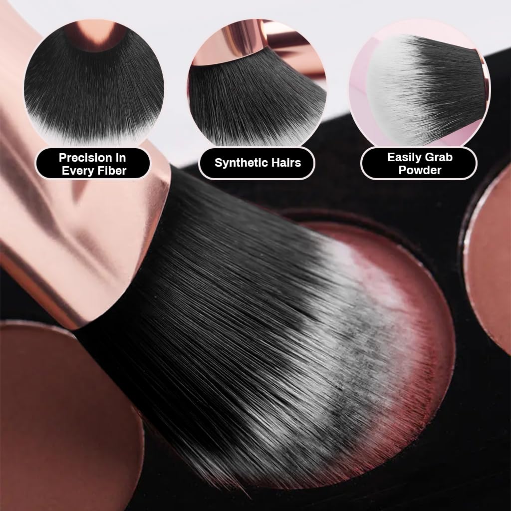 MAYCREATE Makeup Brush Set 16pcs Premium Synthetic for Foundation Powder/Concealers/Eye shadows/Blusher/Highlighter/Contour/Nose Contour/Shading/Lipstick Makeup Brushes for Beginners (Pink)