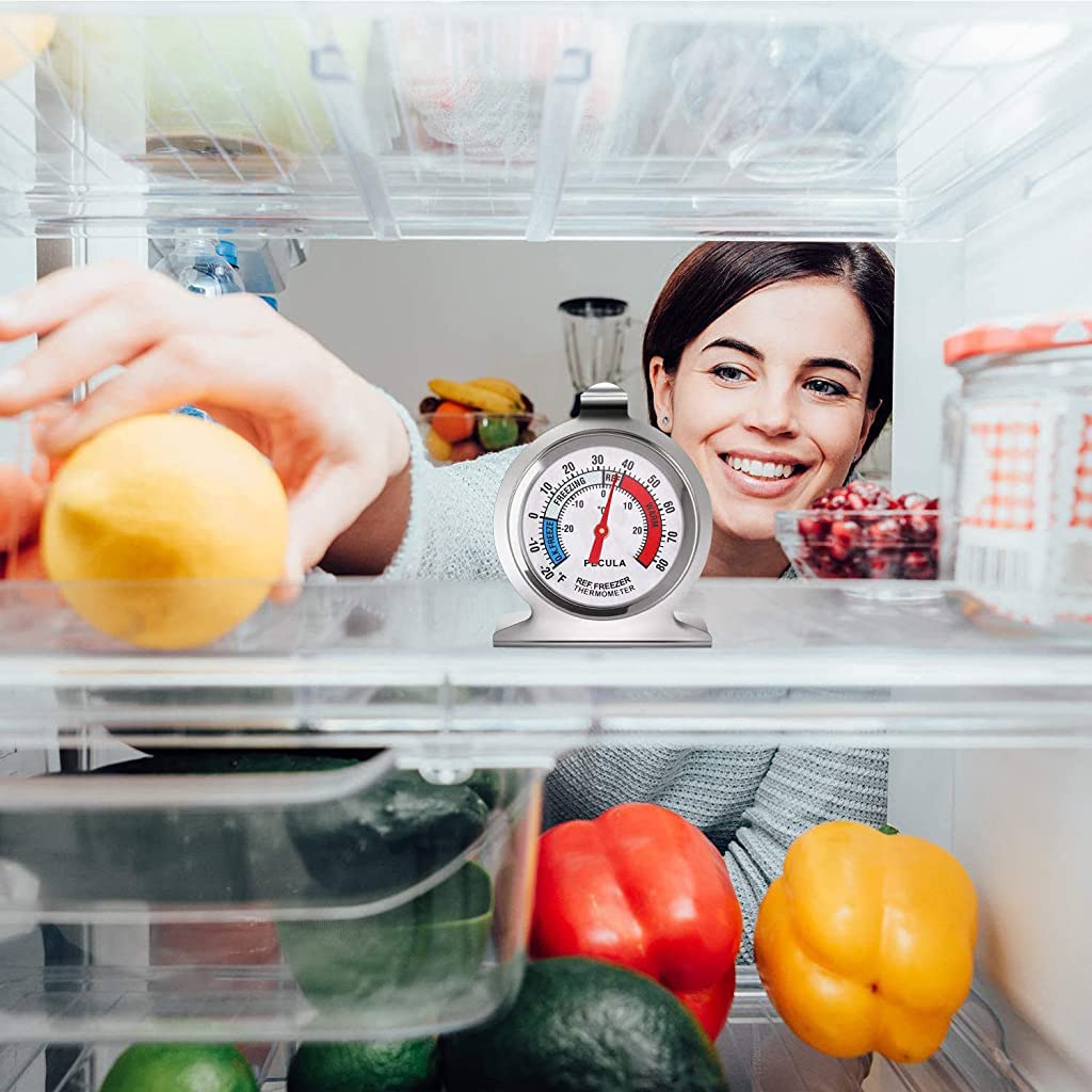 HASTHIP Refrigerator Thermometer, Stainless Steel Refrigerator/Freezer Monitoring Thermometer, 30~30°C/-20~80°F, Fridge Thermometer Dial (1Pcs)