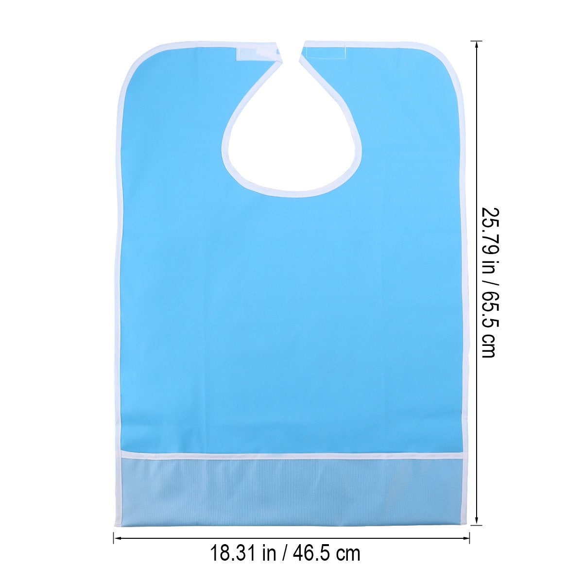 ELEPHANTBOAT PVC Waterproof Adult Mealtime Bib Reusable Washable Fast Dry Bid Clothing Protector (Light Blue)