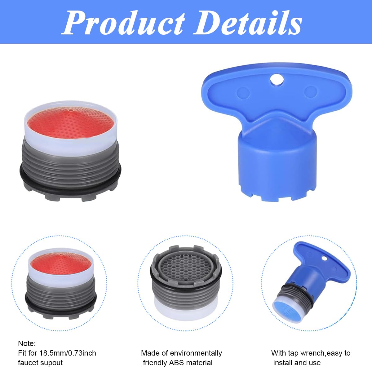 HASTHIP 12PCS Cache Aerator, 5 Sizes Faucet Aerator Key Removal Wrench, Replacement Cache Aerator for Sink M16.5 18.5 21.5 24 mm Tap Aerators Flow Restrictor