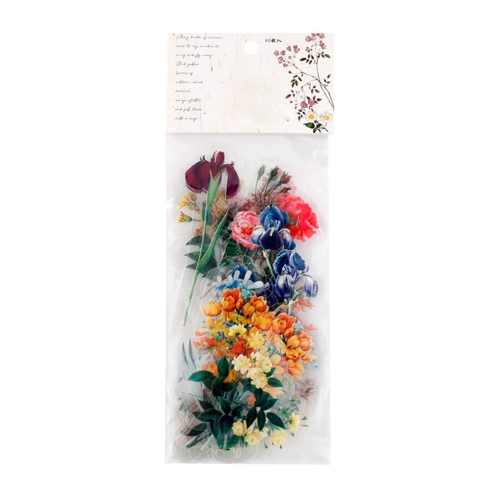 HASTHIP Vinyl Waterproof Spring Flower Plant Stickers for Children and Adults (Multicolour) - 46 Pieces