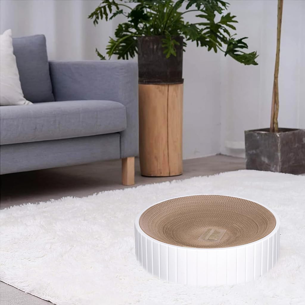 Qpets Cat Scratching Stool Cat Scratcher 15.7 inches Round Cat Scratcher Stool Corrugated Hard Cardboard Cat Scratcher Bed Anti-Slip Cat Bed Durable Cat Scratcher Toy