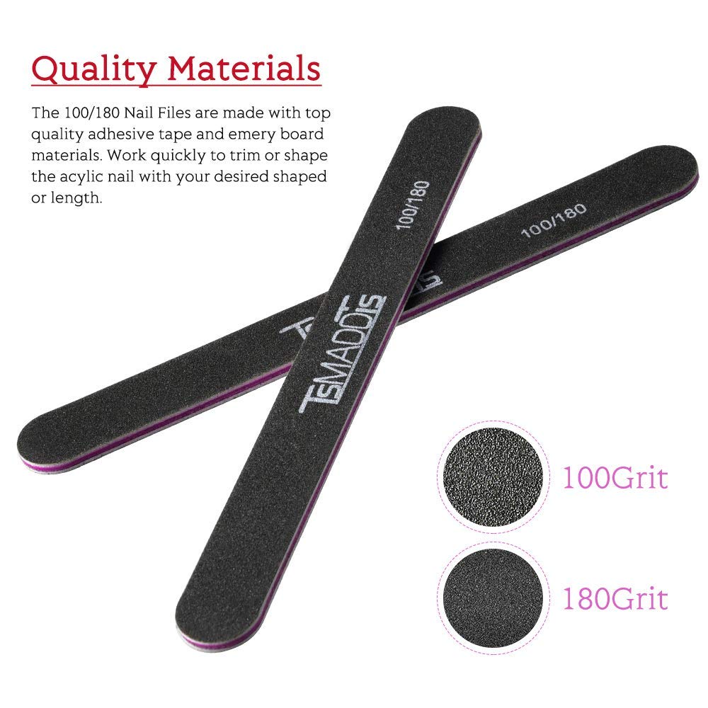 HASTHIP 12Pcs Colorful Professional Manicure Nail Files and Rectangular Nail Art Care Buffer Set Block Tools Kit with 100/180 Grit Nail Shaper
