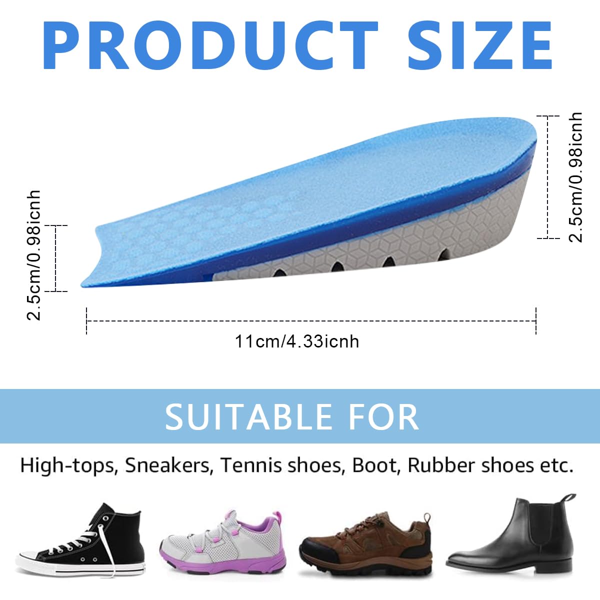 MAYCREATE Heel Cups for Heel Pain, Shoe Heel Lifts for Women Uneven Legs, Heel Cushions with Massaging Gel Cushion Insert for Heel Ankle Pain Heel Spurs, 0.98Inch