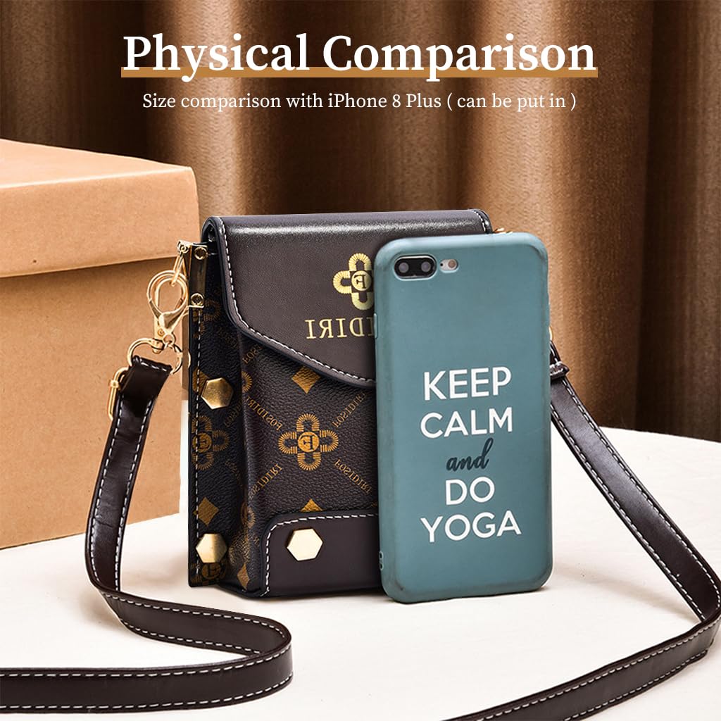 GUSTAVE Black Women Stylish PU Leather Small Cross Body Phone Bag with Mobile Cell Phone Pouch,Purse Wallet Sling Bag with Detachable Strap for Daily Essentials
